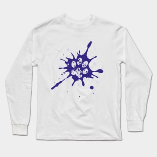 Dow Paw Paint Splash - Blue Long Sleeve T-Shirt